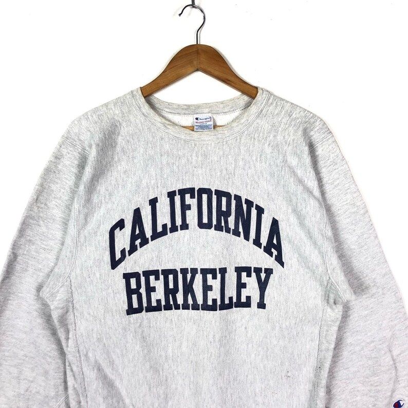 Vintage 90S Champion Reverse Weave Printed University California Berkeley Big Logo Vintage University Outfits Sweatshirt