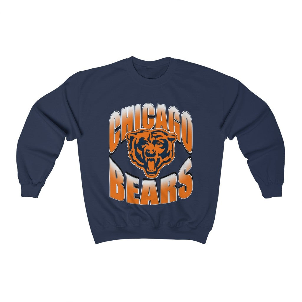 Vintage 90S Chicago Bears T Shirt Hanes Large 1996 Navy Blue And Orange Bears Logo Soldier Field Nfl Football Sports Sweatshirt 211209