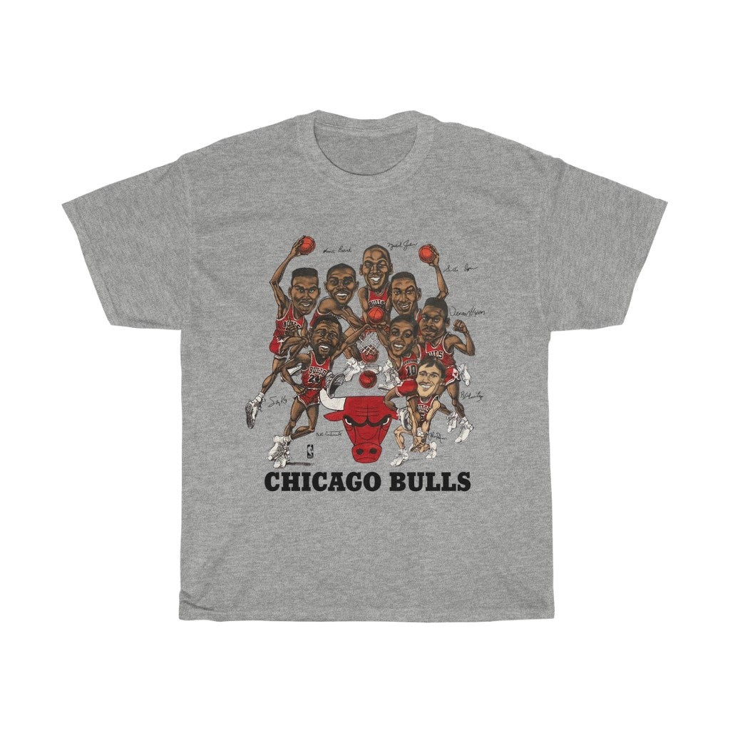 Vintage 90S Chicago Bulls Caricature Slam Dunk Unisex Heavy Cotton Tee 211116