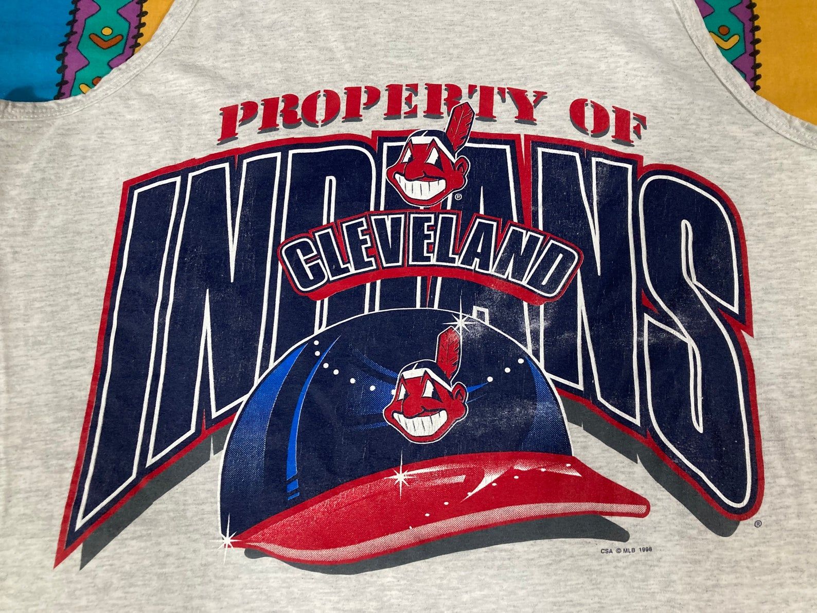 Vintage 90S Cleveland Indians Tank Top Shirt - Sz L - Single Stitch