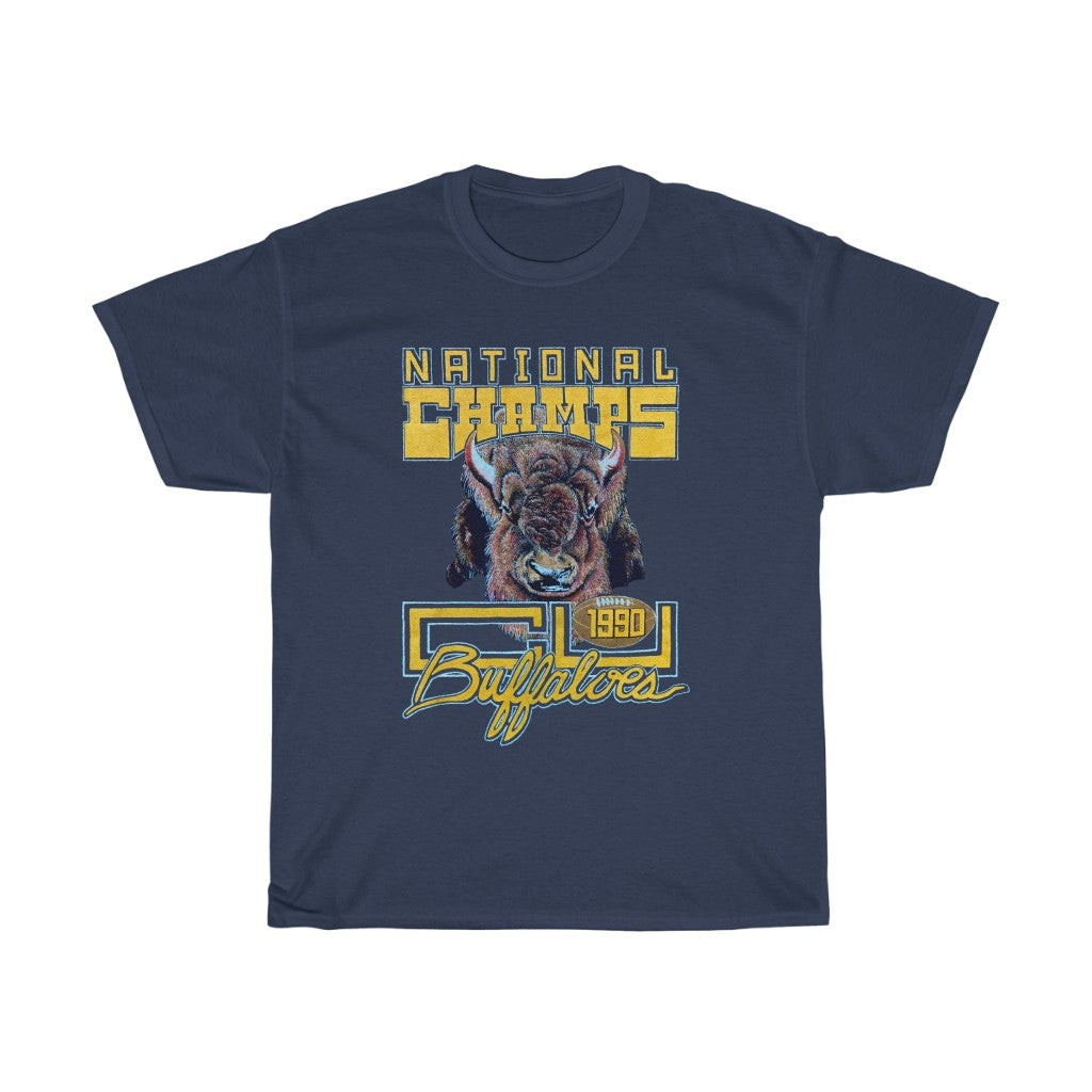 Vintage 90S Colorado Buffaloes 1990 National Champs Unisex Heavy Cotton Tee 211115