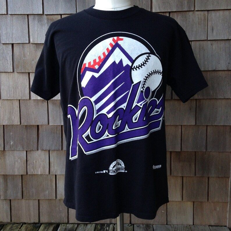 Vintage 90S Colorado Rockies T Shirt Large Big Logo