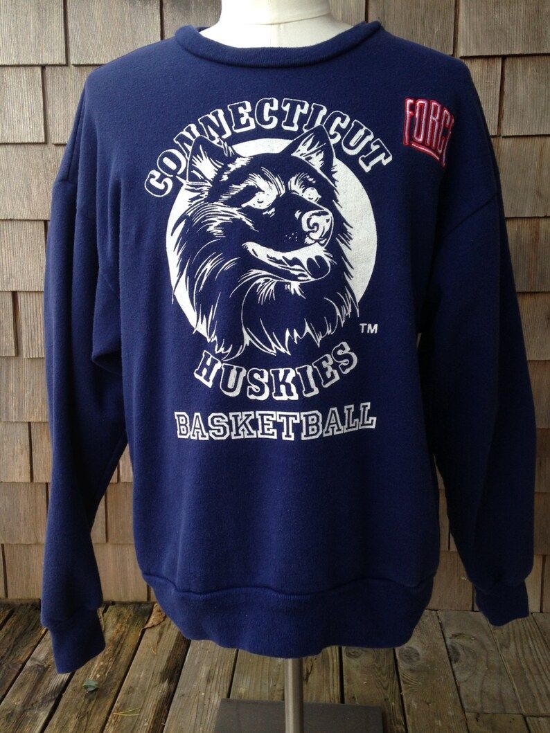 Vintage 90S Connecticut Huskies Basketball Sweatshirt Largexl Uconn
