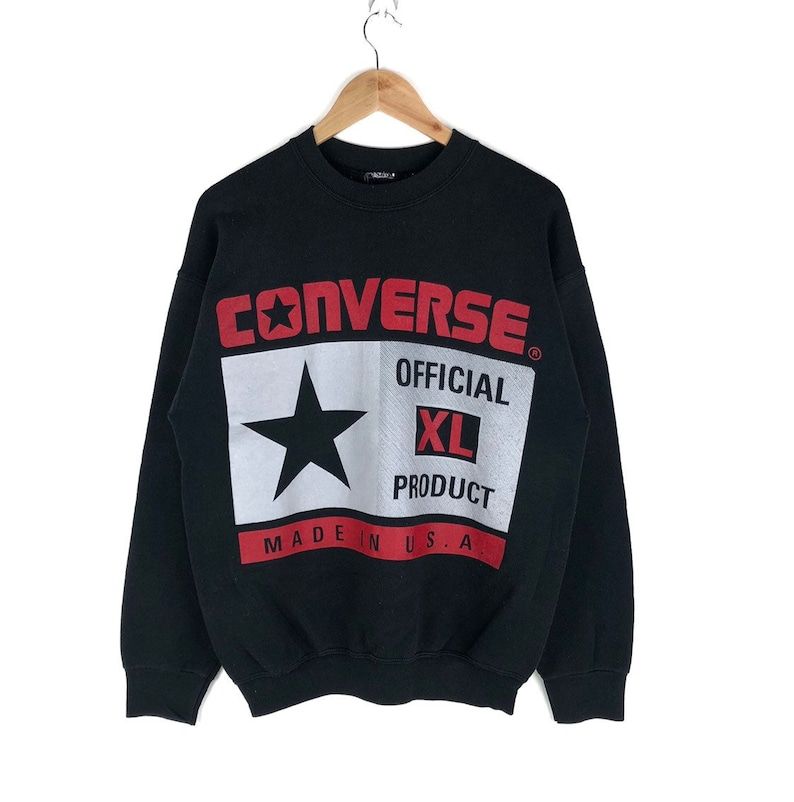 Vintage 90S Converse Crewneck Sweatshirt Jumper Pullover Big Logo Spell Out Streetwear