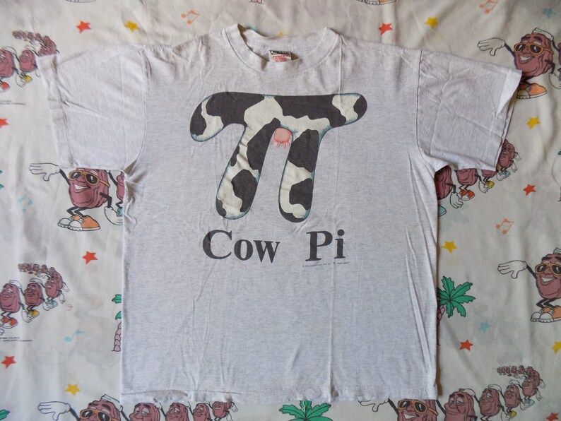 Vintage 90S Cow Pi T Shirt Arge 1994 Funny Ironic Nerd
