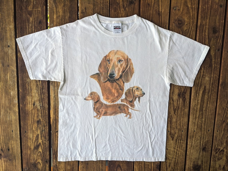 Vintage 90S Dachshundweenie Dog Breed Portrait Tee