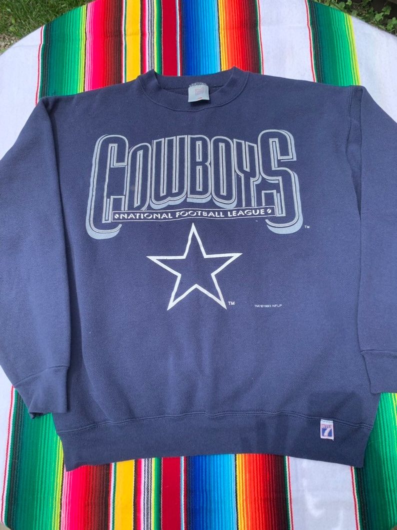 Vintage 90S Dallas Cowboys Full Front Print Crewneck Sweatshirt On Logo 7