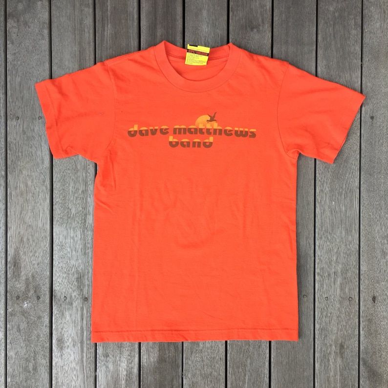 Vintage 90S Dave Matthews Band Unisex Orange Small Rock Band Tour Shirt Retro Dmb Hipster Rock Band T Shirt Dave Matthews Band Concert Top