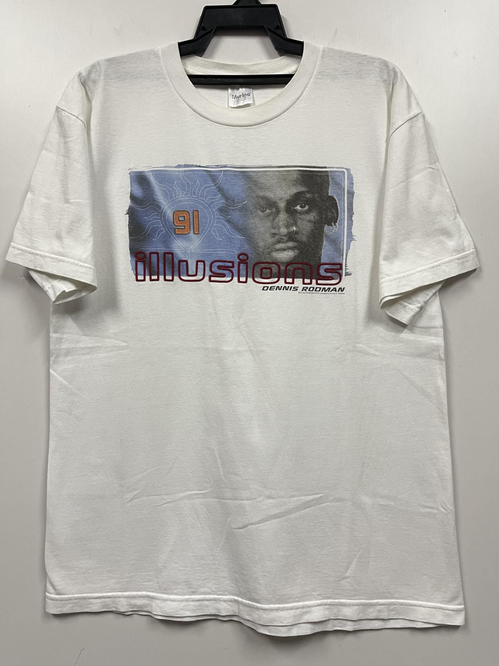 Vintage 90S Dennis K Rodman Illusions Nba By Blue Hair Production Rap Tees Shirt
