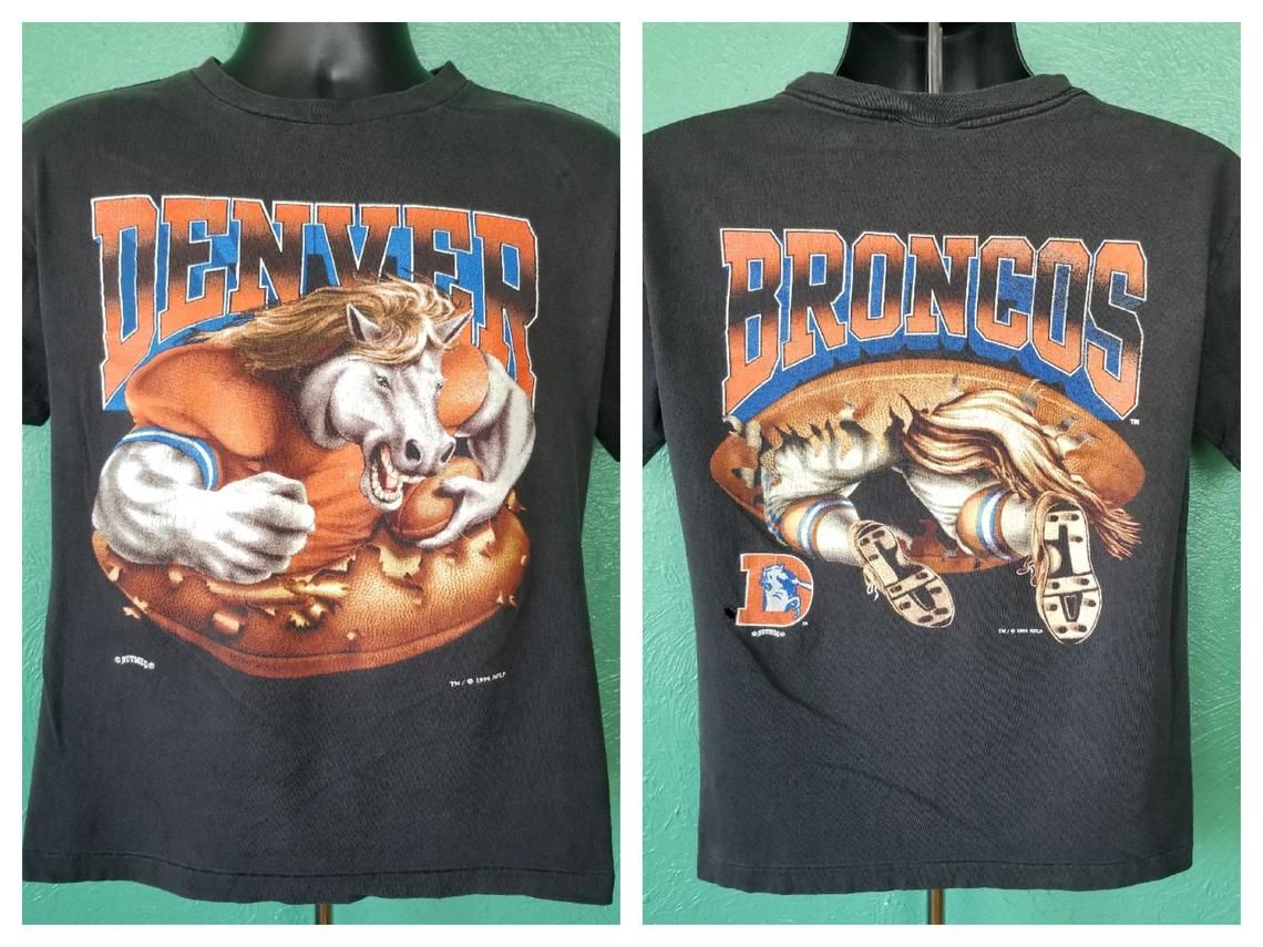 Vintage 90s Denver Broncos Thunder Double Sided 1994 Nutmeg Shirt