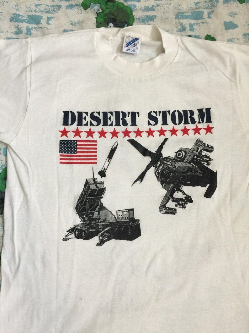 Vintage 90S Desert Storm War Iraq Usa Size S T Shirts