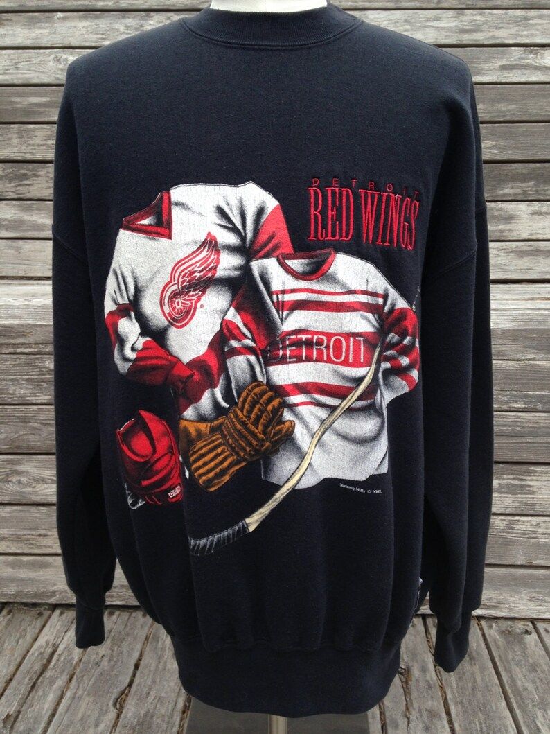 Vintage 90S Detroit Red Wings Sweatshirt Largexl Nutmeg Mills Heritage