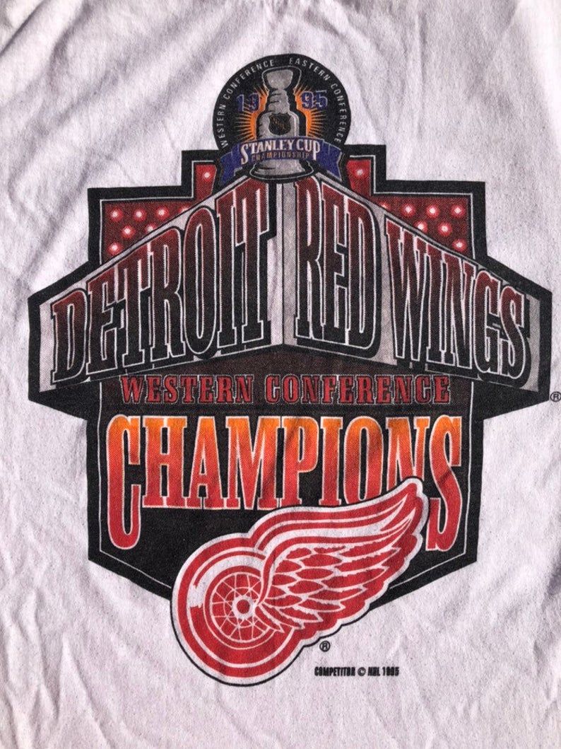 Vintage 90S Detroit Redwings 1995 Western Conference Champions Nhl Shirt
