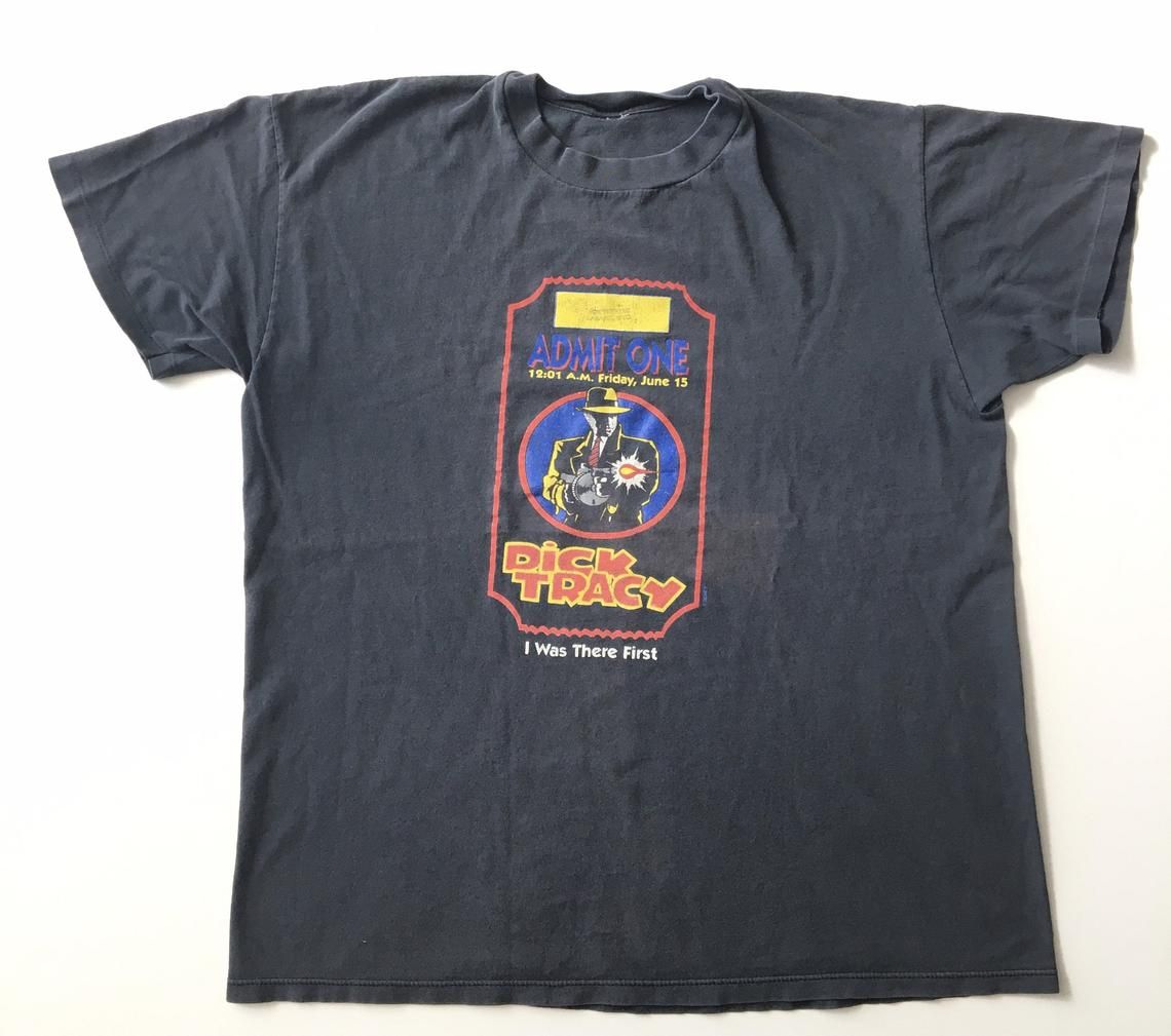 Vintage 90s Dick Tracy Admit One I Was a There Movie Promo shirt