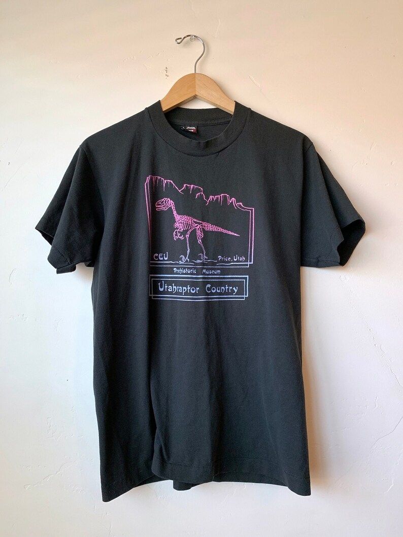 Vintage 90S Dinosaur Price Utah Raptor Country Tourism Single Stitch T Shirt
