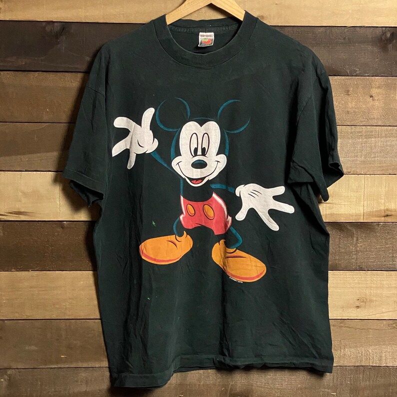 Vintage 90S Disney Big Logo Mickey Mouse Mens Black Shirt Vintage Disney Shirt Vintage Mickey Mouse Disney Shirt Mickey Mouse