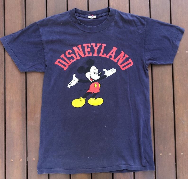 Vintage 90S Disneyland Mickey Mouse Unisex Small Cartoon T Shirt Retro Hipster Streetwear Disney Disneyland Souvenir Graphic Cool T Shirt