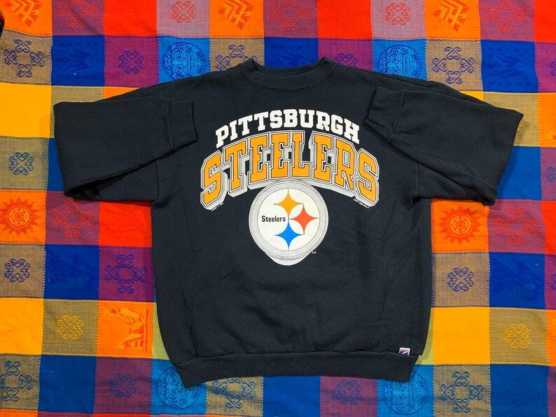 Vintage 90S Distressed Pittsburgh Steelers Crewneck Sweatshirt Logo 7 Arge