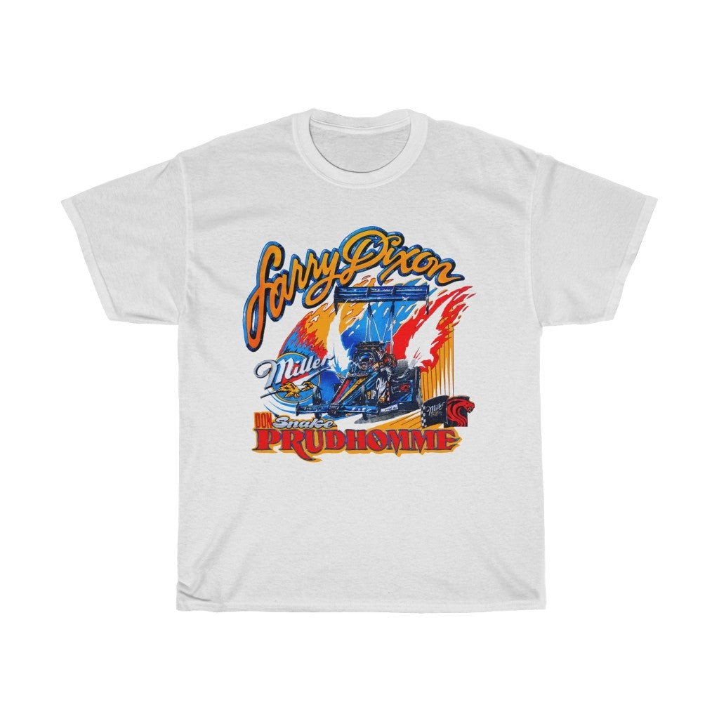 Vintage 90S Drag Racing Larry Dixon The Don Snake Prudhomme Miller Draft Genuine Beer High Life Bright Colorful Unisex Heavy Cotton Tee 211021