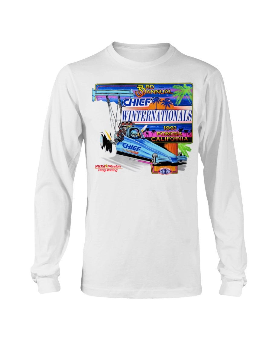 Vintage 90S Drag Racing Shirt Xl Pomona California New Wave Neon Winternational Car Racing Long Sleeve T Shirt 211122