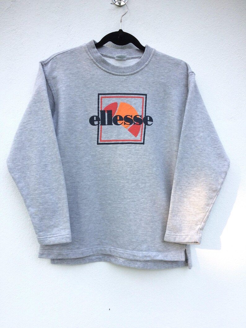 Vintage 90S Ellesse Spellout Big Logo Cotton Crewneck Longsleeve Sweatshirt Medium Sizesportwear