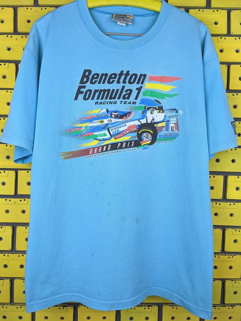 Vintage 90s F1 Benetton Renault Formula One Grand Prix Gerhard Berger Jean Alesi Auto Racing FIA World Championship Shirt vintage 90s f1 benetton renault formula one grand prix gerhard berger jean alesi auto racing fia world championship shirt 8pv3i