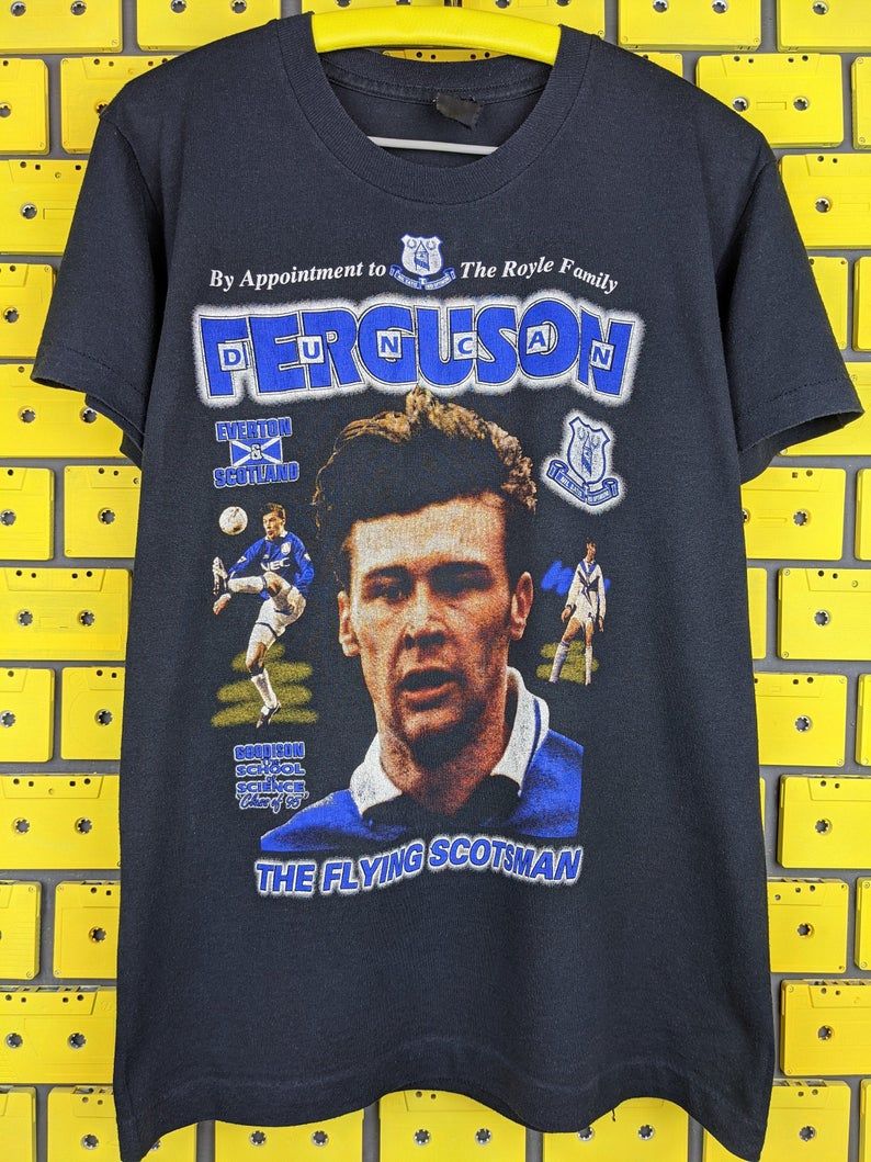 Vintage 90's FC Everton Duncan Ferguson The Flying Scotsman Shirt