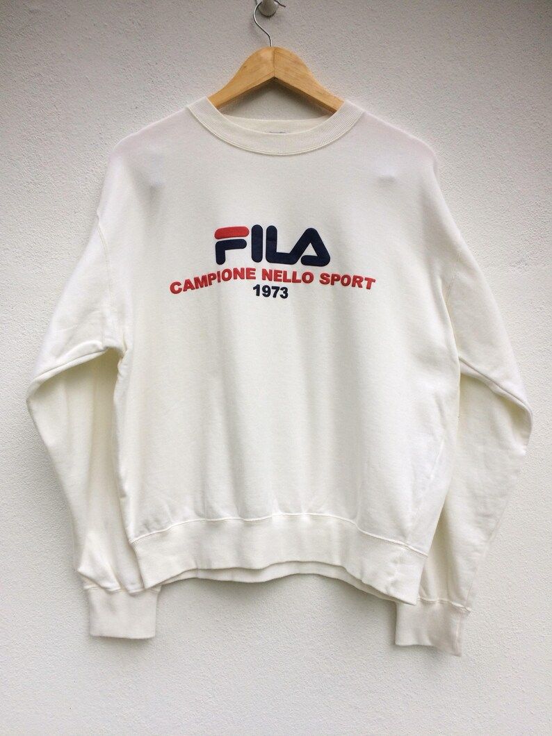 Vintage 90S Fila Cotton Spellout Big Logo Sweatshirt Pullover Longsleeve Jumper Arge Sportwear