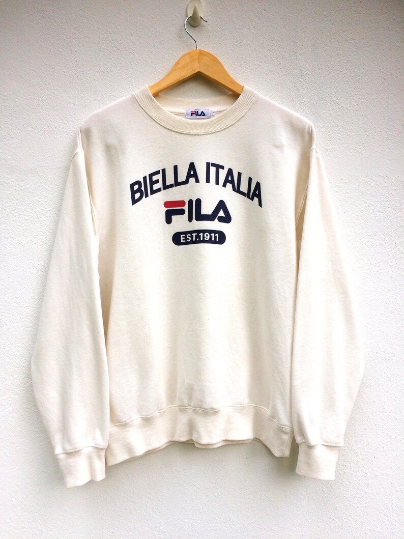 Vintage 90S Fila Spellout Big Logo Crewneck Sweatshirt Pullover Longsleeve Jumper Arge Sportwear
