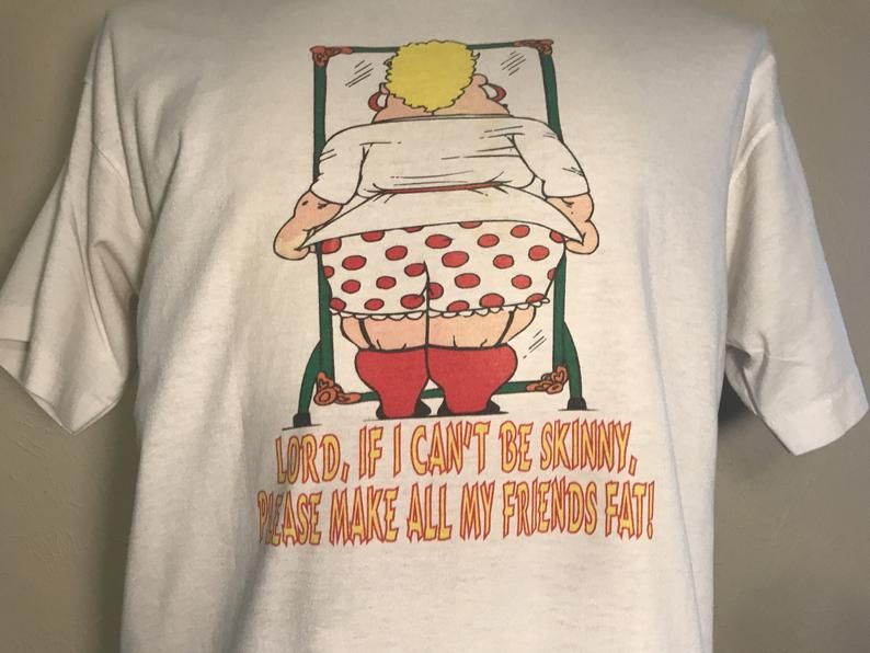 Vintage 90'S Funny Humor Fat Skinny Body Cartoon Shirt
