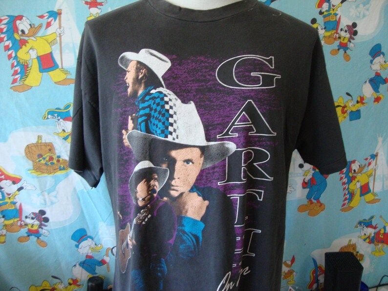 Vintage 90S Garth Brooks Shameless Ropin The Wind T 1992 Tour Concert Shirt Black