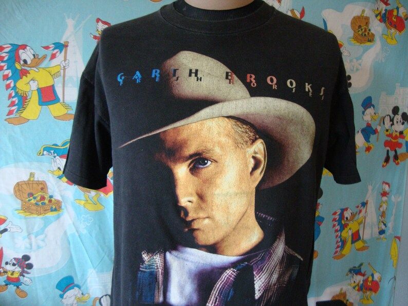 Vintage 90S Garth Brooks Shameless Ropin The Wind T 1992 Tour Concert Shirt Black T Shirt Adult