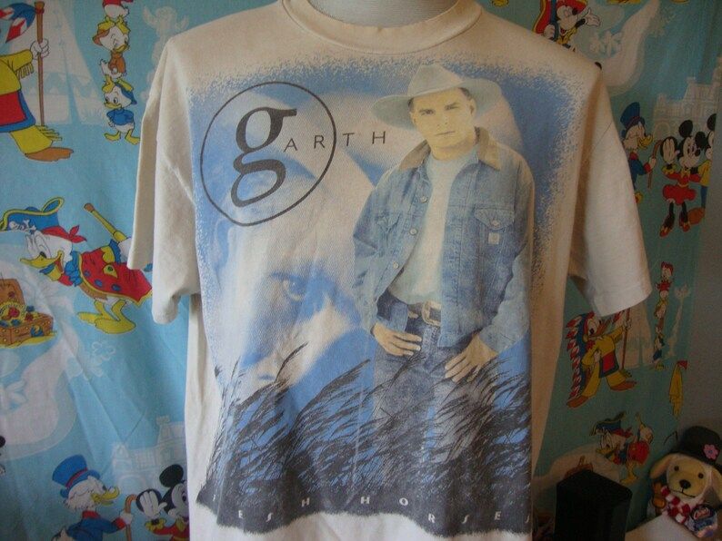 Vintage 90S Garth Brooks Shameless Ropin The Wind T 1992 Tour Concert Shirt White T Shirt Adult