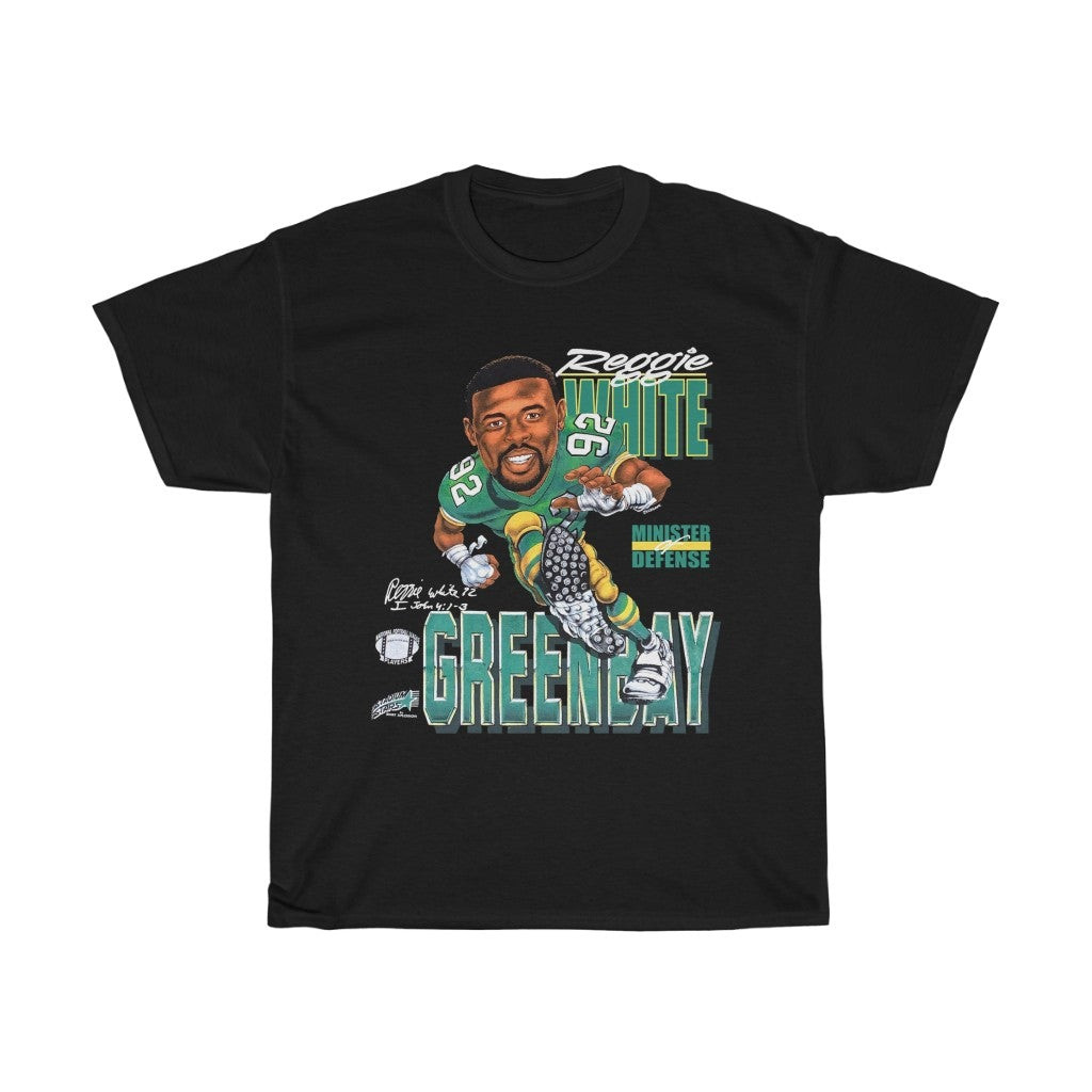 Vintage 90S Green Bay Packers Reggie White 92 Minister Of Defense Unisex Heavy Cotton Tee 211112
