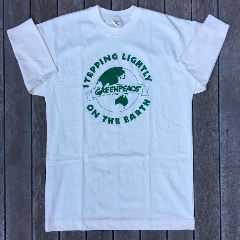 Vintage 90S Greenpeace Australia Oversized Unisex Medium Graphic Print Hipster T Shirt Retro Greenpeace Summer Festival T Shirt Greenpeace