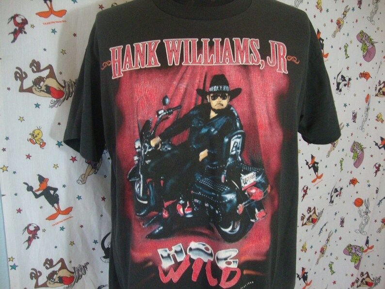 Vintage 90S Hank Williams Jr 1994 Hog Wild Tee Concert Tour Fan Club