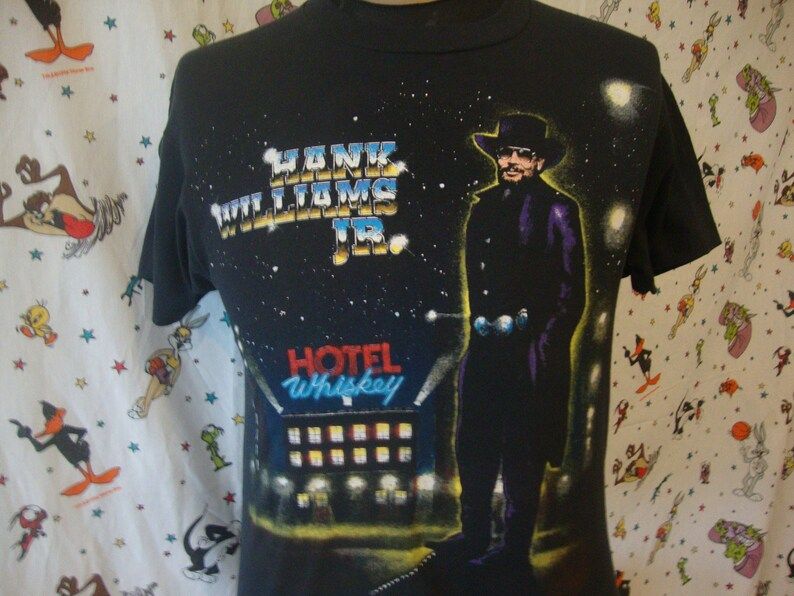 Vintage 90S Hank Williams Jr Hotel Whiskey 1992 Tee Concert Tour Fan Club T Shirt vintage 90s hank williams jr hotel whiskey 1992 tee concert tour fan club t shirt dykt4