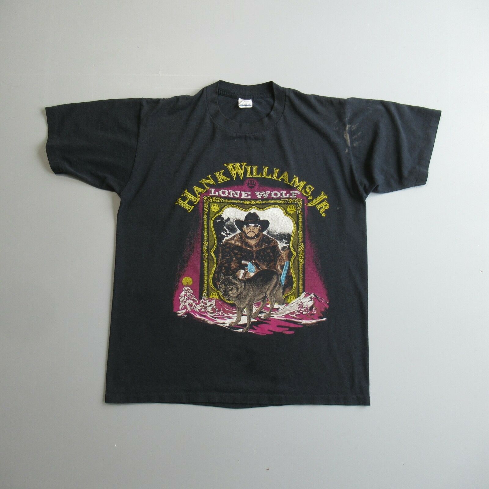 Vintage 90S Hank Williams Jr Lone Wold Tour Shirt Band Tee 1990 L Bocephus