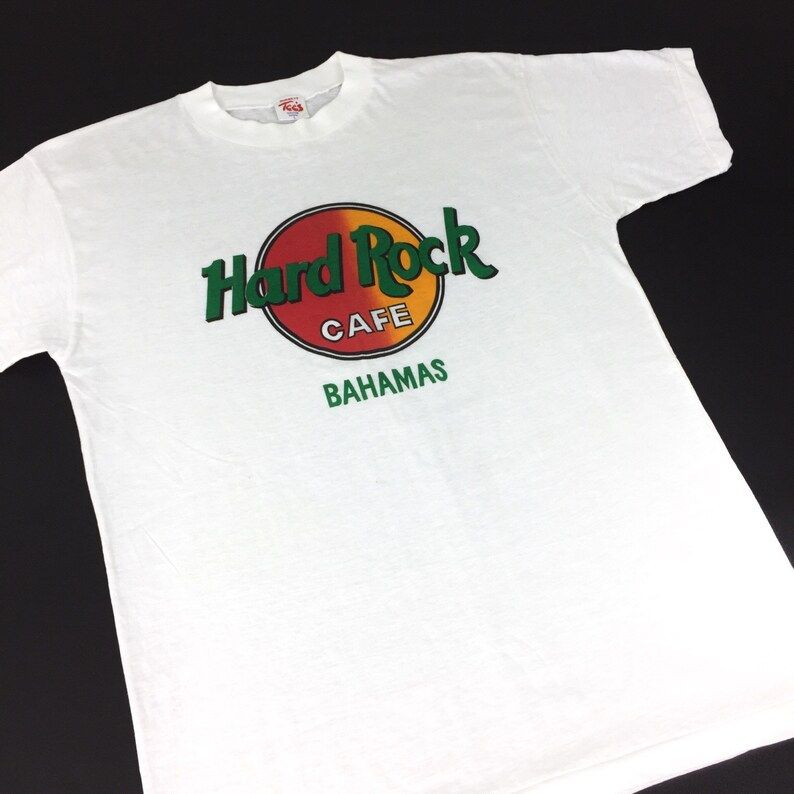 Vintage 90S Hard Rock Cafe Bahamas Single Stitch White Promo Promotional Graphic Tee T Shirt Shirt