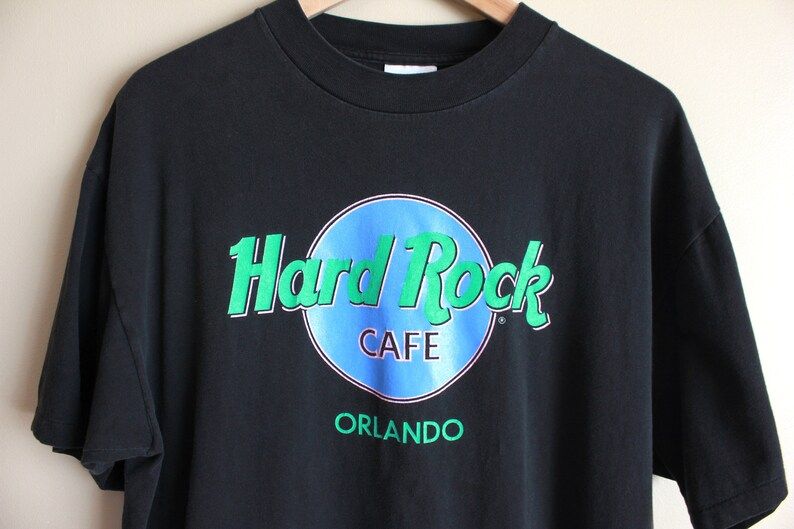 Vintage 90S Hard Rock Cafe Orlando T Shirt Black Made In Usa Size Extra Large Single Stitch 100 Cotton Classic Hard Rock Nicely Worn