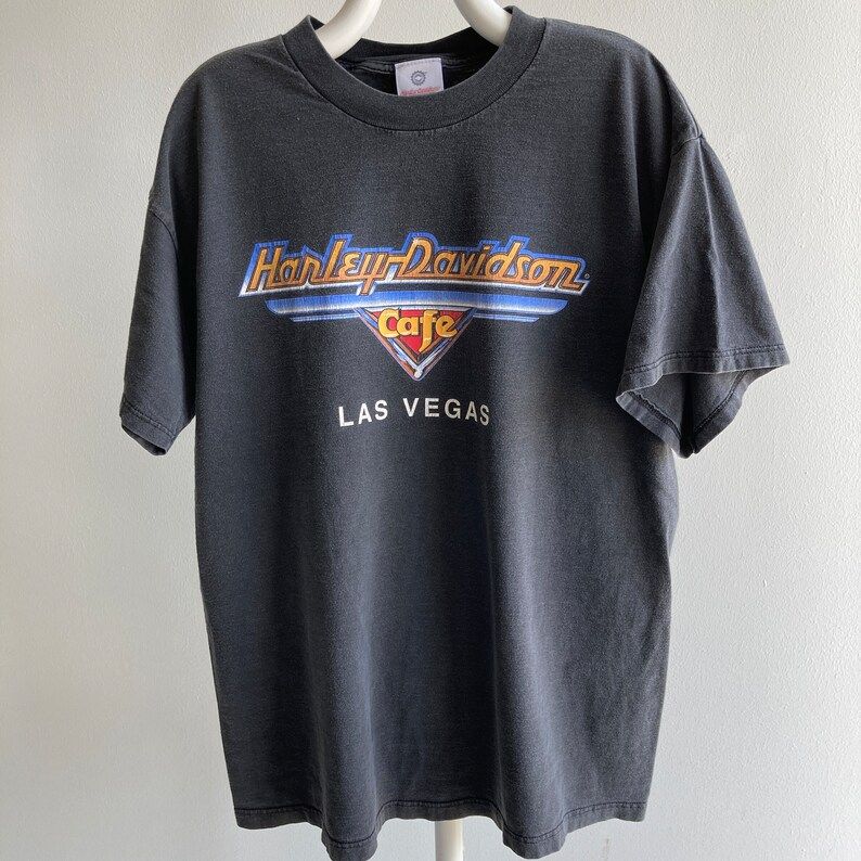 Vintage 90S Harley Davidson Cafe Las Vegas Faded T Shirt