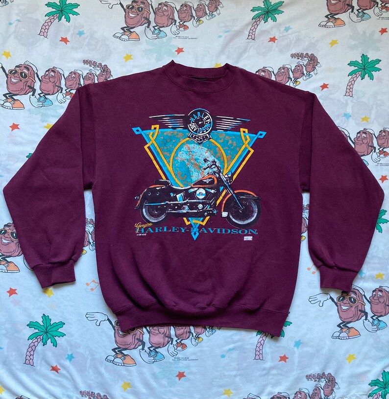 Vintage 90S Harley Davidson Sweatshirt L Motorcycle Biker Crewneck