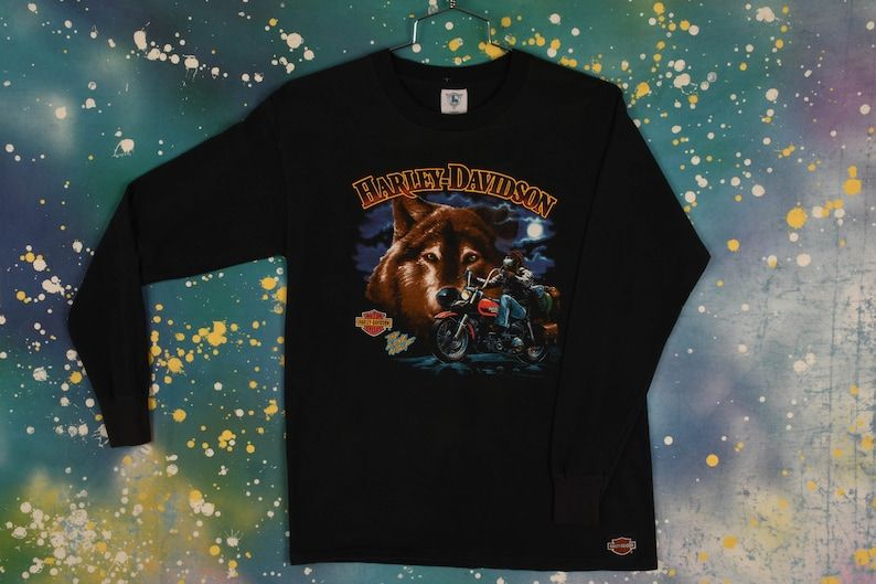 Vintage 90S Harley Davidson Wolf Long Sleeve
