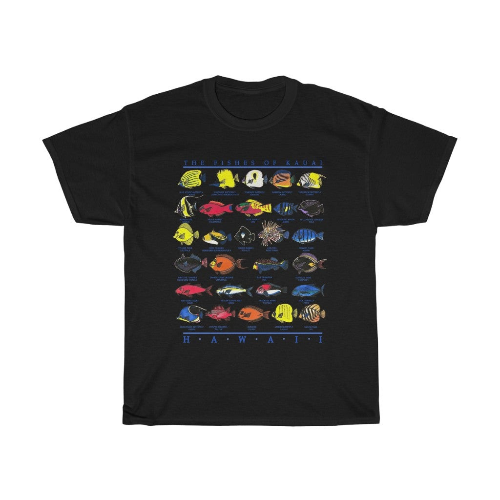 Vintage 90S Hawaii Fishes Of Kauai Bright Colorful Classic Destination Unisex Heavy Cotton Tee 211020