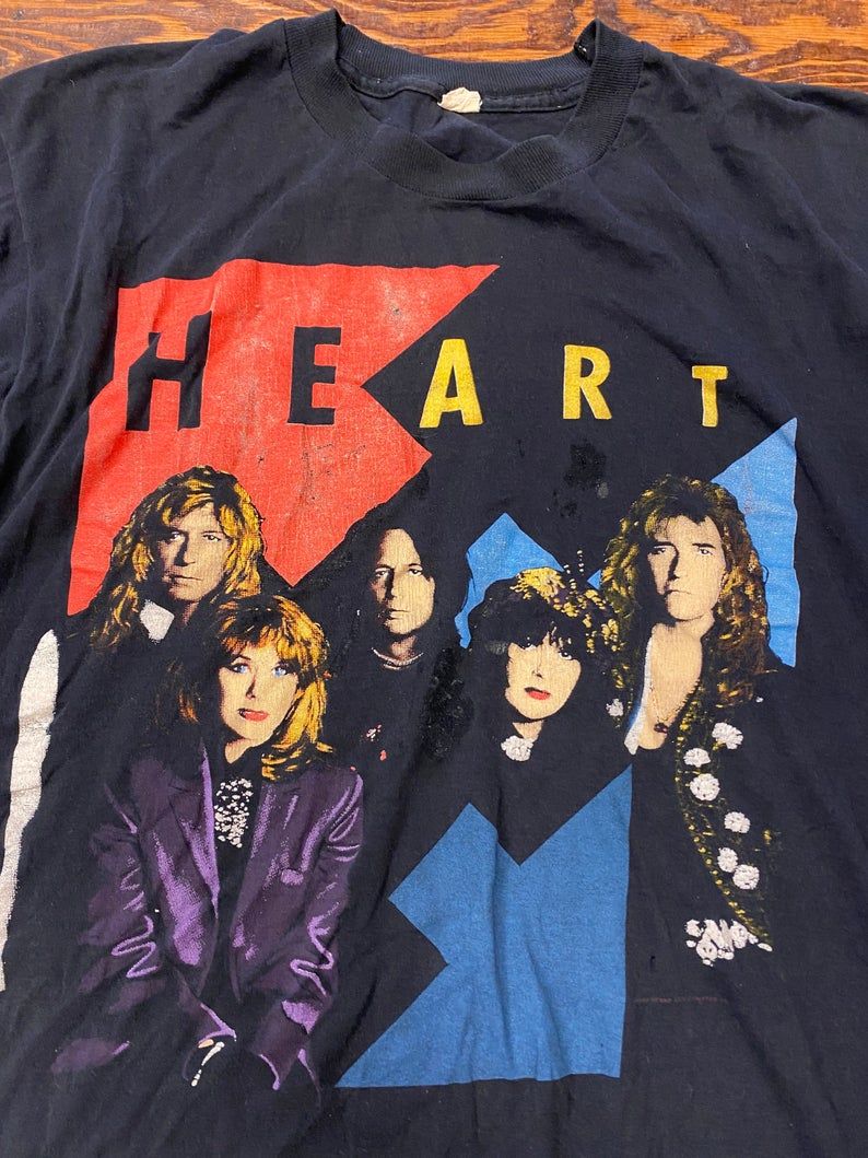 Vintage 90S Heart Brigade World Tour 1990 Graphic Band Tshirt