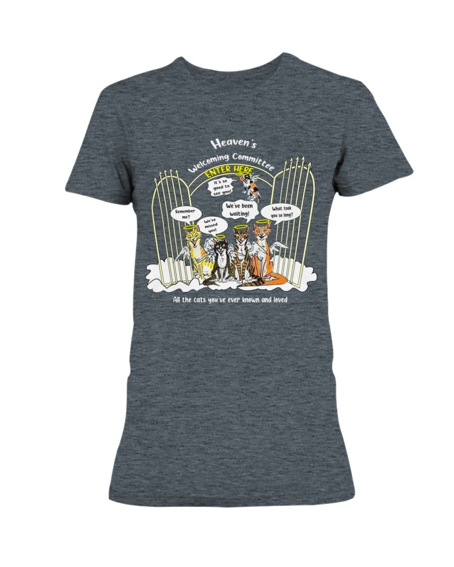 Vintage 90S Heavens Welcoming Committee All The Cats Youve Ever Known And Loved Cat Lover Ladies T Shirt 211214