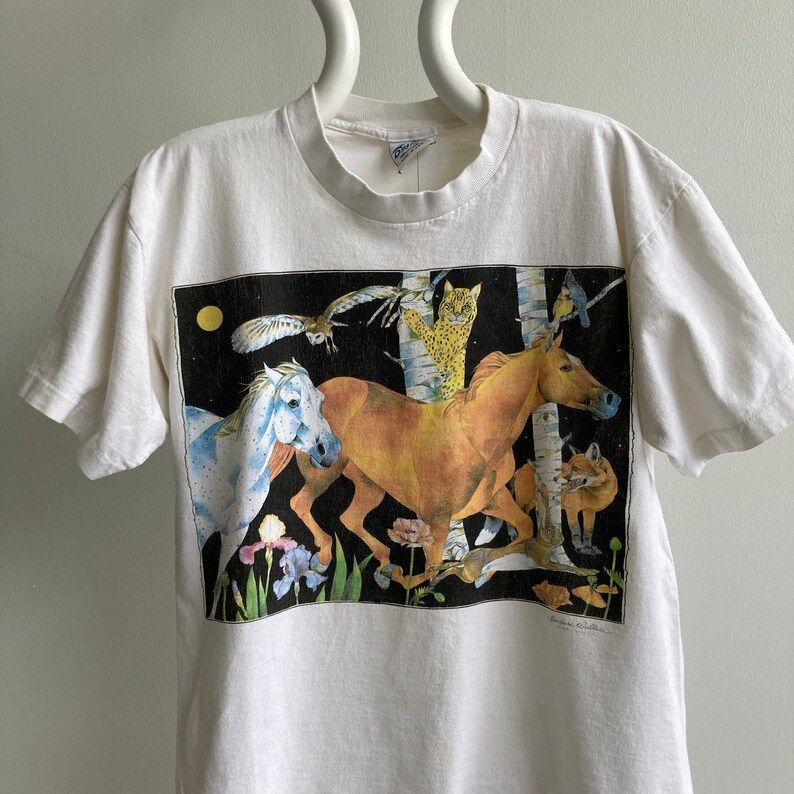 Vintage 90S Horse T Shirt Some Stains
