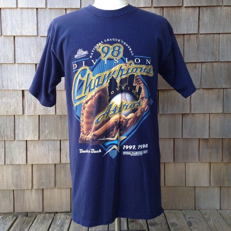 Vintage 90S Houston Astros T Shirt By Pro Player 1997 1998 Back To Back Division Champs Large