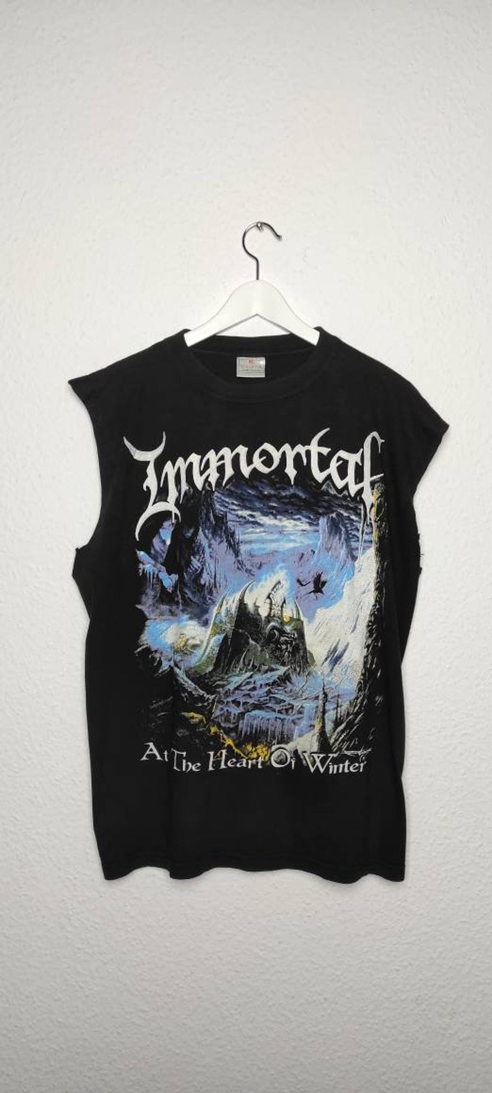 Vintage 90S Immortal At The Heart Of Winter Band Shirt Sleeveless Metal Shirt Black Metal Norway Norwegian Darkthrone Mayhem