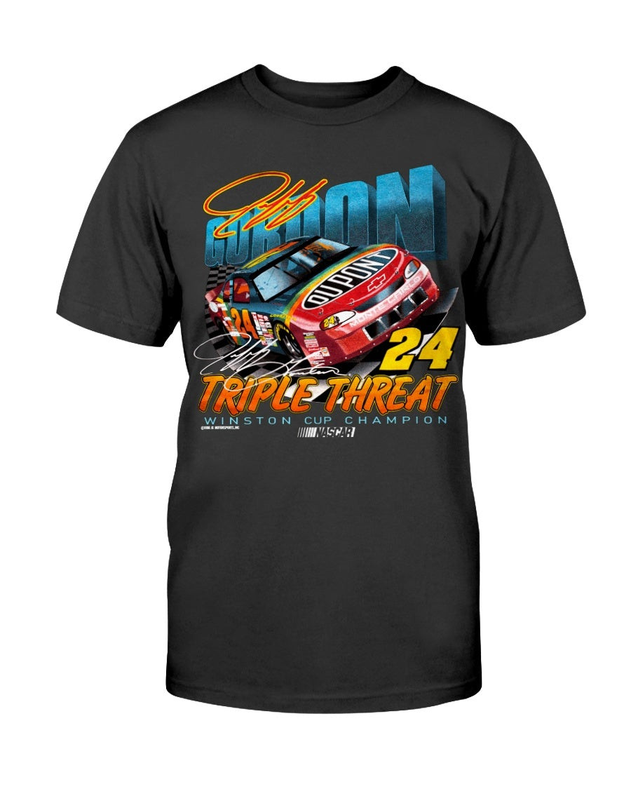 Vintage 90S Jeff Gordon Racing Ou Point Nascar Graphic 1996 Neon T Shirt 081521